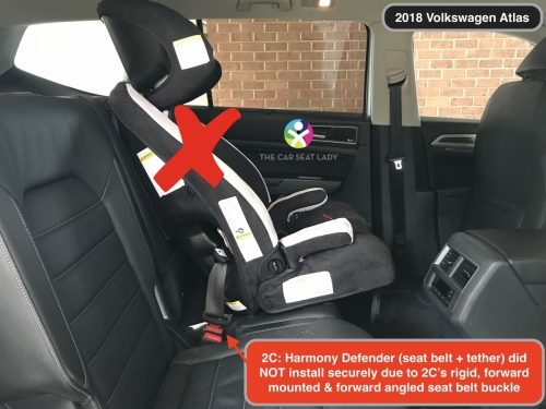 2018 Volkswagen Atlas Harmony Defender in 2C does not work w seat belt